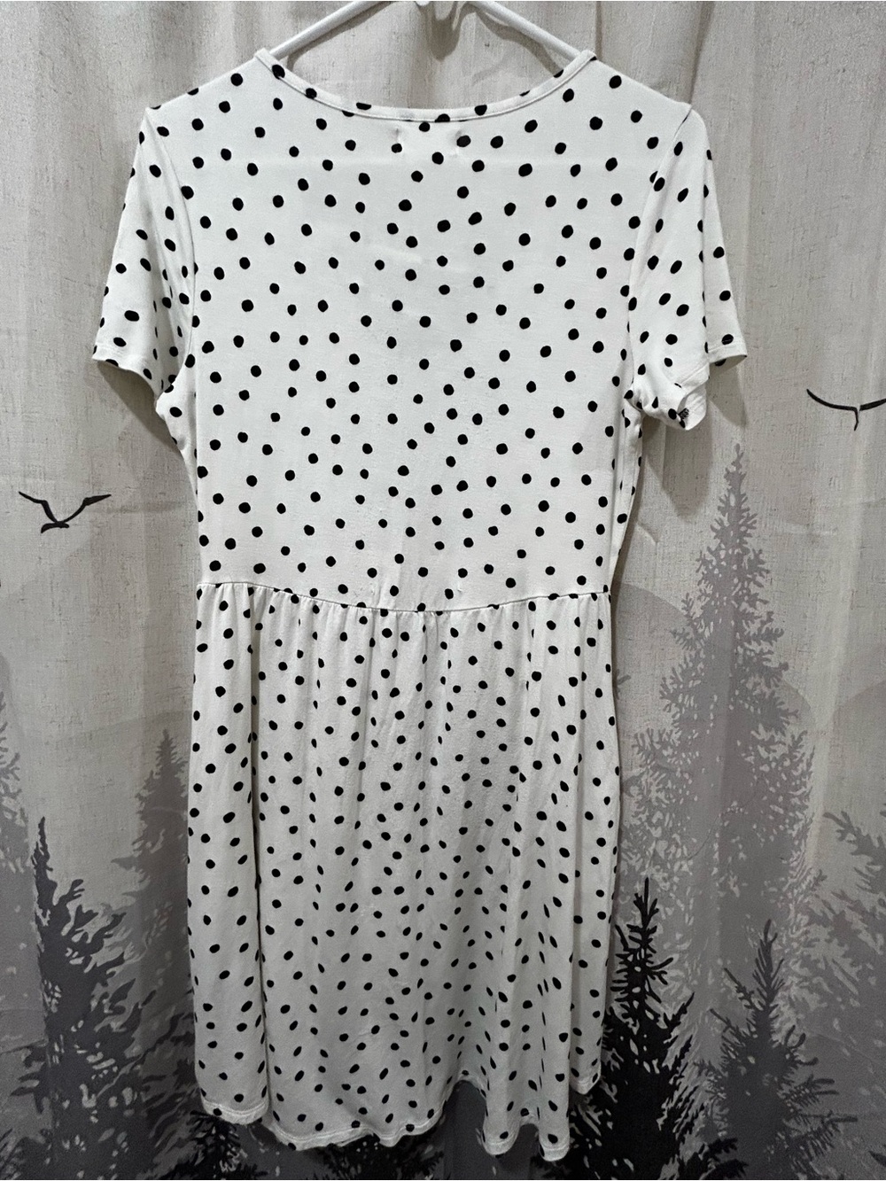 Maurices White Dress with Black Polka Dots
